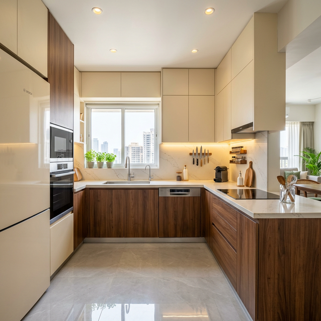 Space-saving modular kitchen design for Mumbai 2BHK